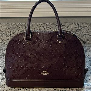 Coach Maroon Embossed Satchel